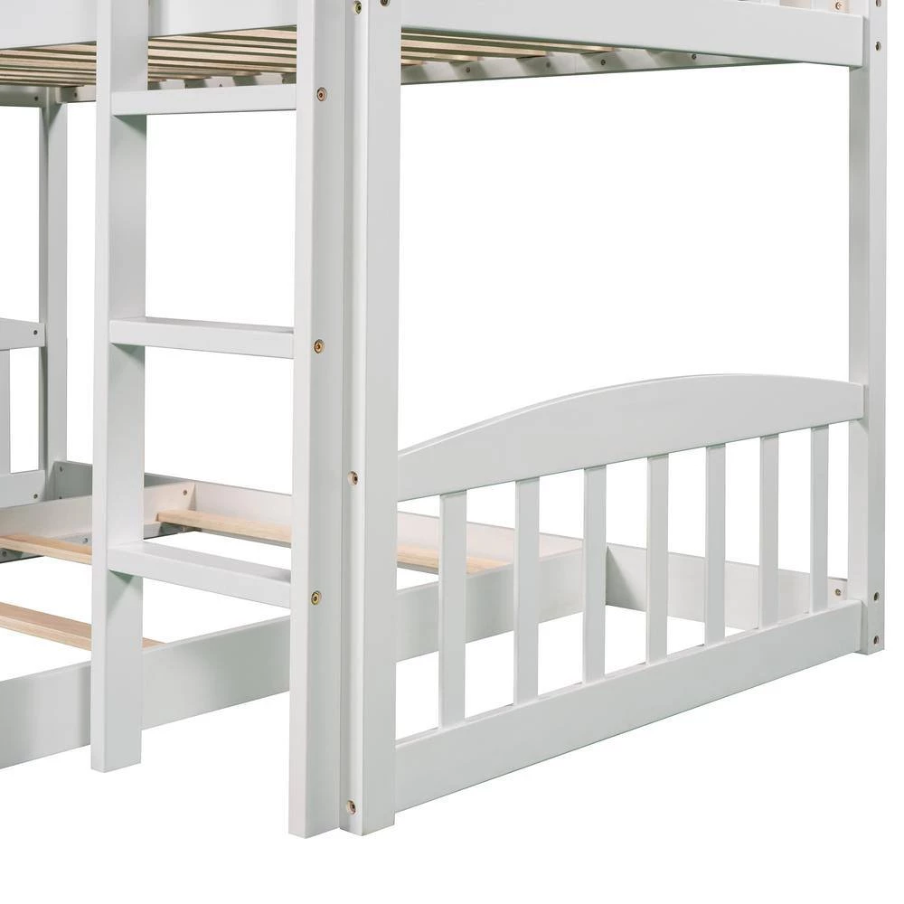 White Twin Over Twin Bunk Bed with Slide, House Bed with Slide by GODEER - Image 8