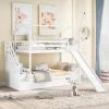 White Twin House Bunk Bed with 2-Drawers and Slide, Storage Staircase by GODEER