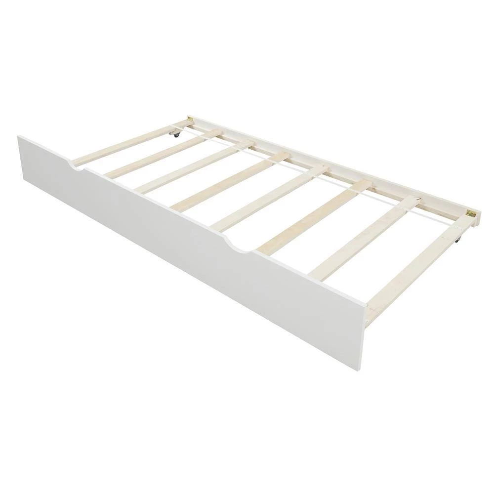 White Twin Over Pull-out Bunk Bed with Trundle by GODEER - Image 8