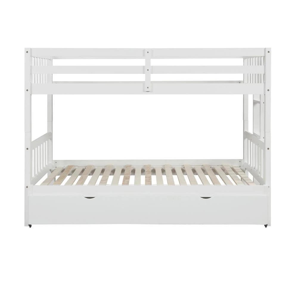 White Twin Over Pull-out Bunk Bed with Trundle by GODEER - Image 5
