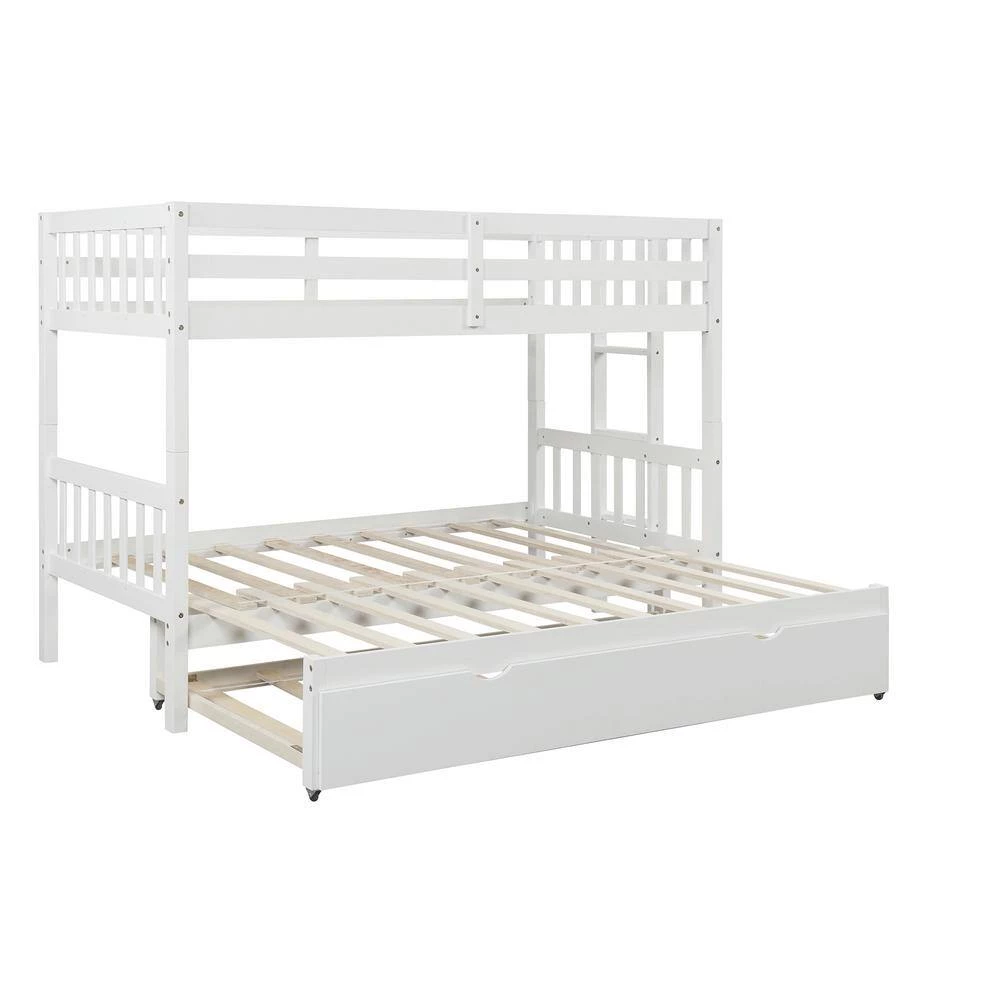 White Twin Over Pull-out Bunk Bed with Trundle by GODEER - Image 6