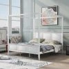 84 in. W White King Size Wood Frame Canopy Platform Bed with Headboard and Footboard and with Slat Support Leg by GODEER