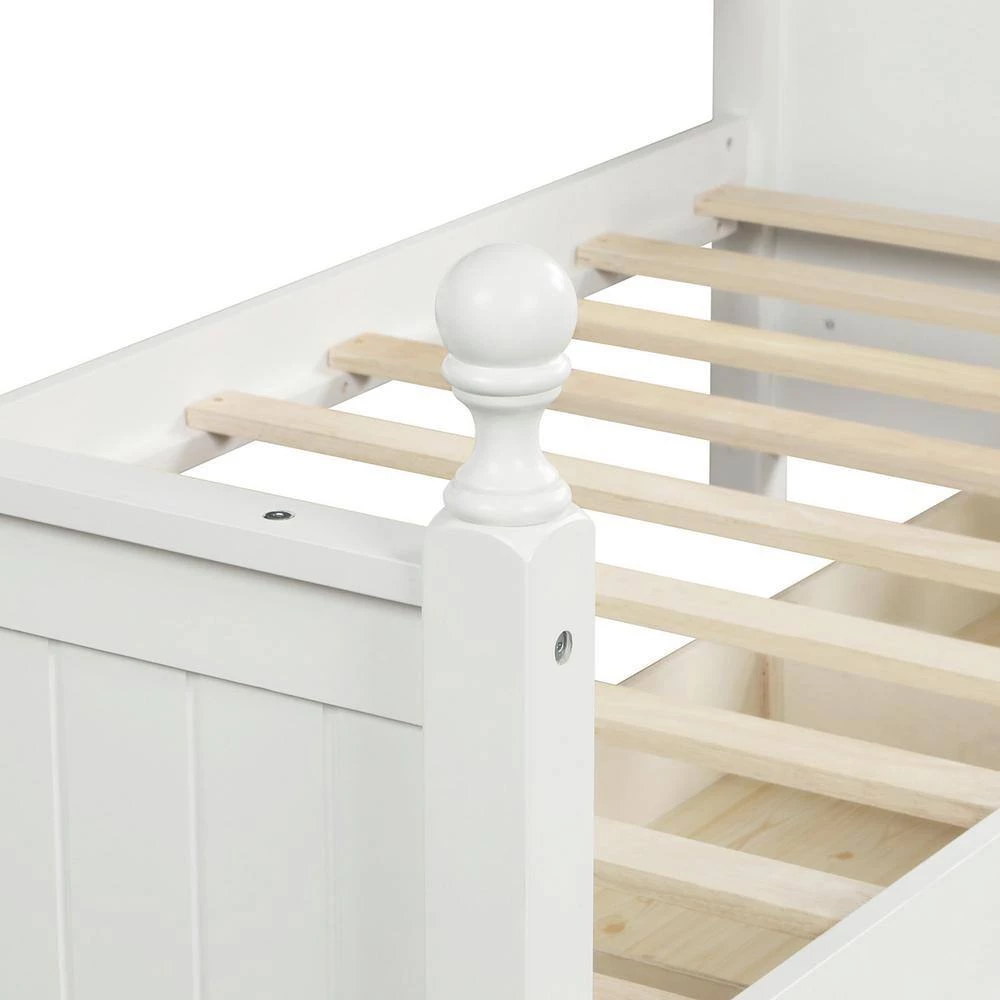 White Wood Daybed with Three Drawers, Twin Size Daybed, No Box Spring Needed by GODEER - Image 9