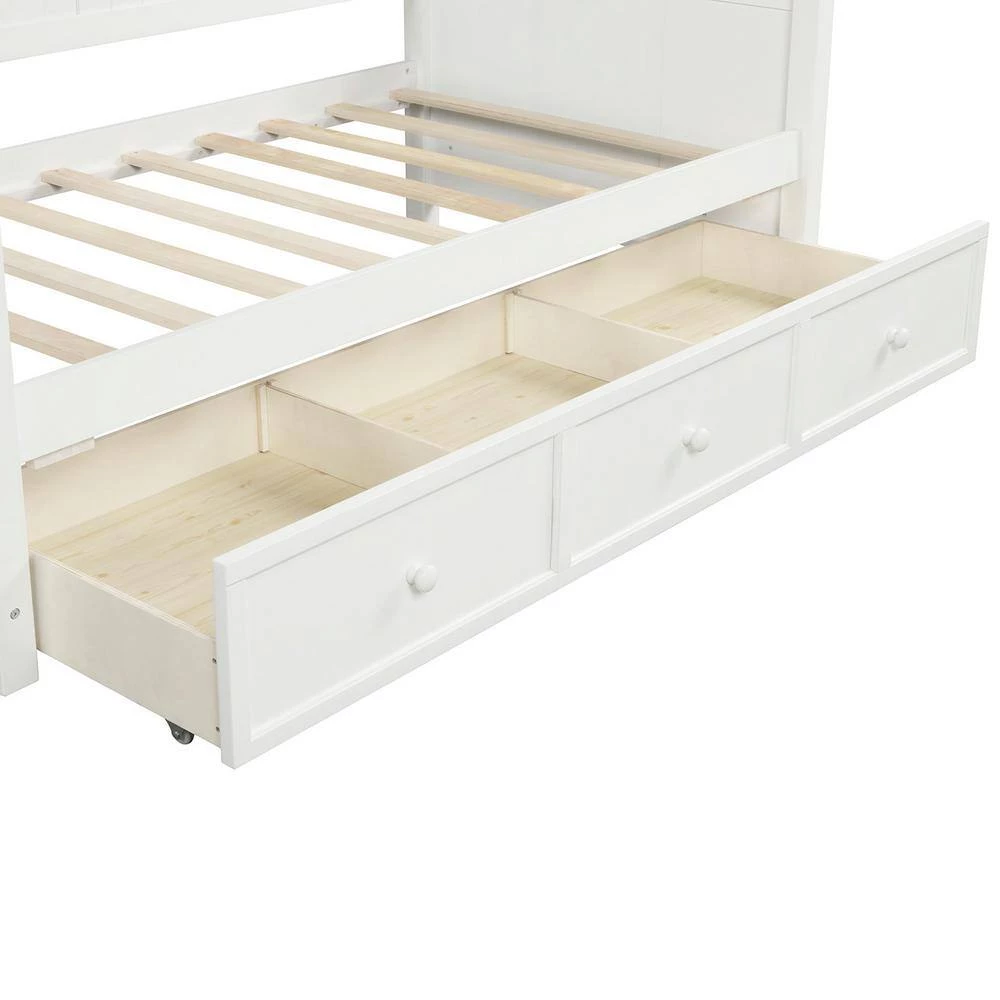 White Wood Daybed with Three Drawers, Twin Size Daybed, No Box Spring Needed by GODEER - Image 10