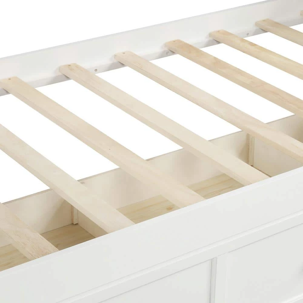 White Wood Daybed with Three Drawers, Twin Size Daybed, No Box Spring Needed by GODEER - Image 8
