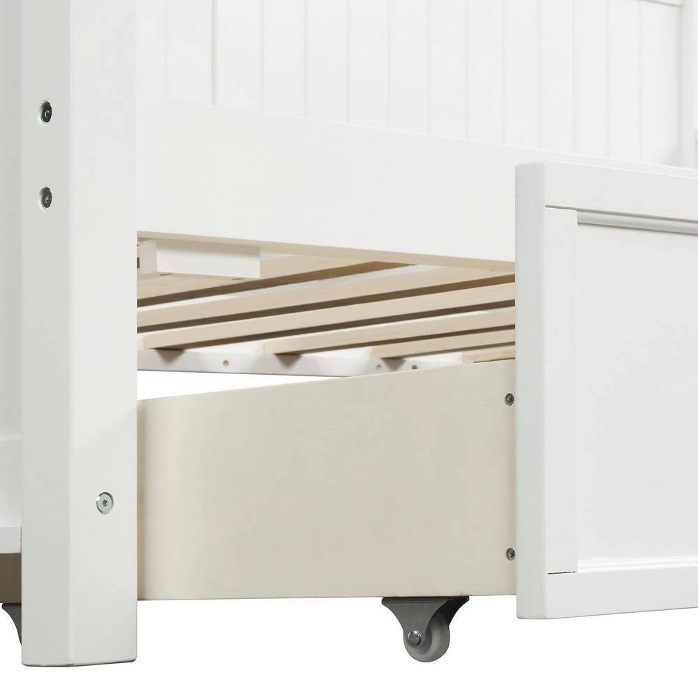 White Wood Daybed with Three Drawers, Twin Size Daybed, No Box Spring Needed by GODEER - Image 12