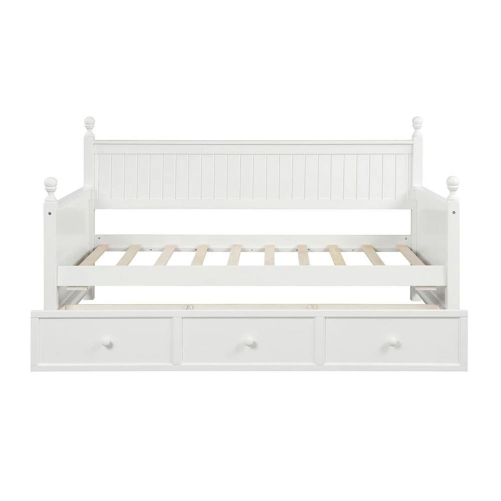 White Wood Daybed with Three Drawers, Twin Size Daybed, No Box Spring Needed by GODEER - Image 6
