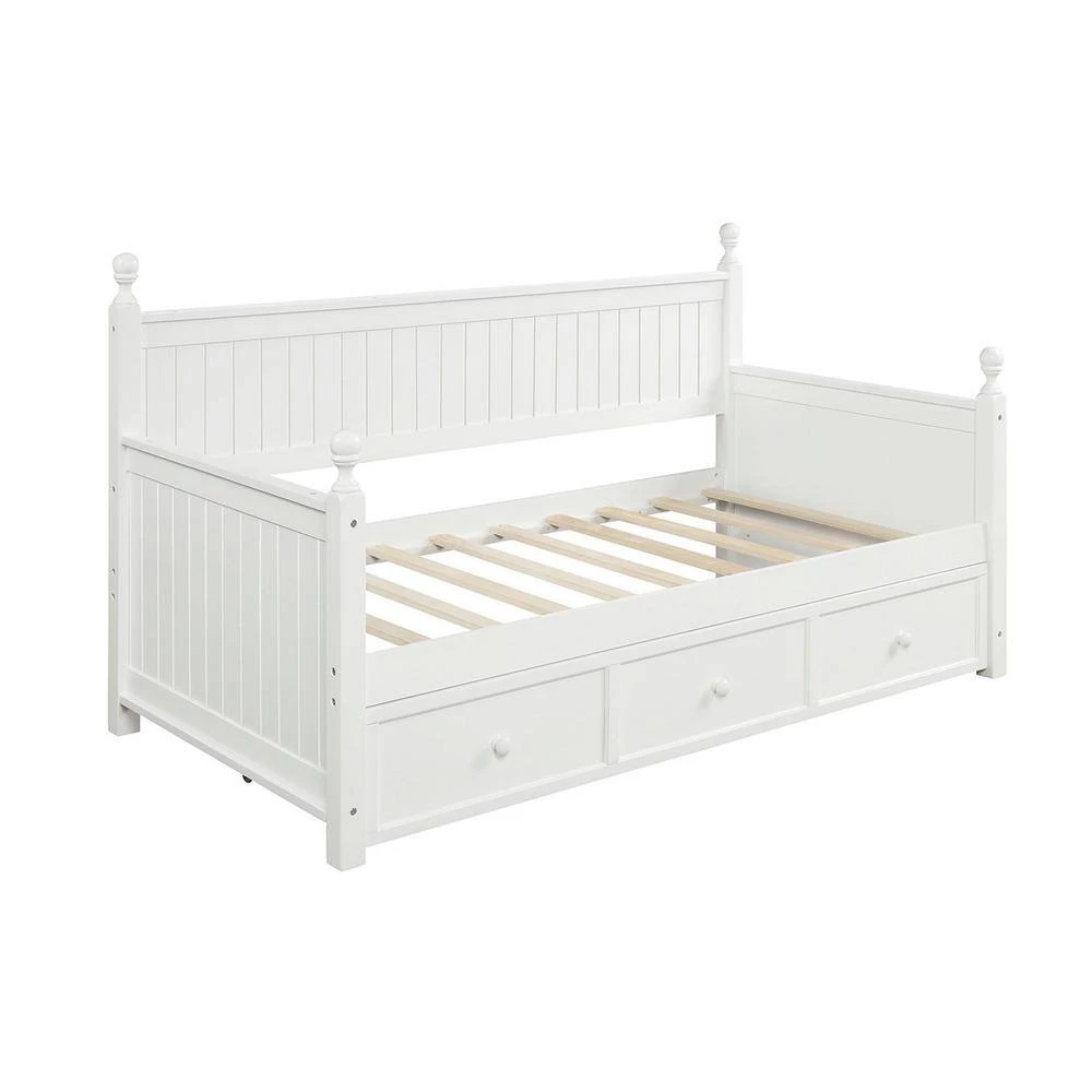 White Wood Daybed with Three Drawers, Twin Size Daybed, No Box Spring Needed by GODEER - Image 13