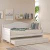 White Twin Wooden Daybed with Trundle Bed, Sofa Bed for Bedroom Living Room by GODEER