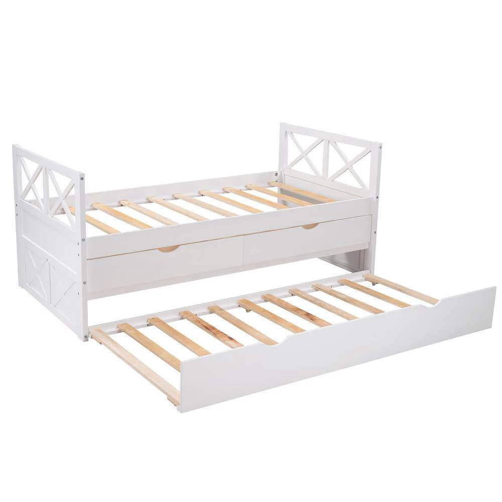White Twin Multi-Functional Daybed with Drawers and Trundle by GODEER - Image 3
