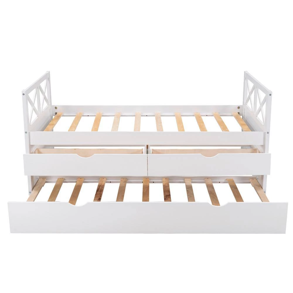 White Twin Multi-Functional Daybed with Drawers and Trundle by GODEER - Image 4