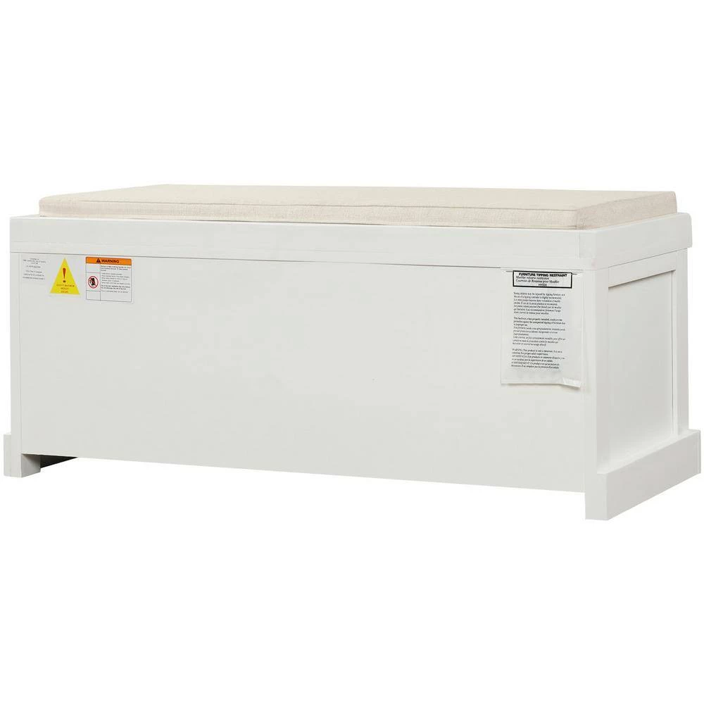 White Rustic Storage Bench with 3 Removable Classic Rattan Basket 17 in. H x 43.7 in. W x 15.7 in. by GODEER - Image 4