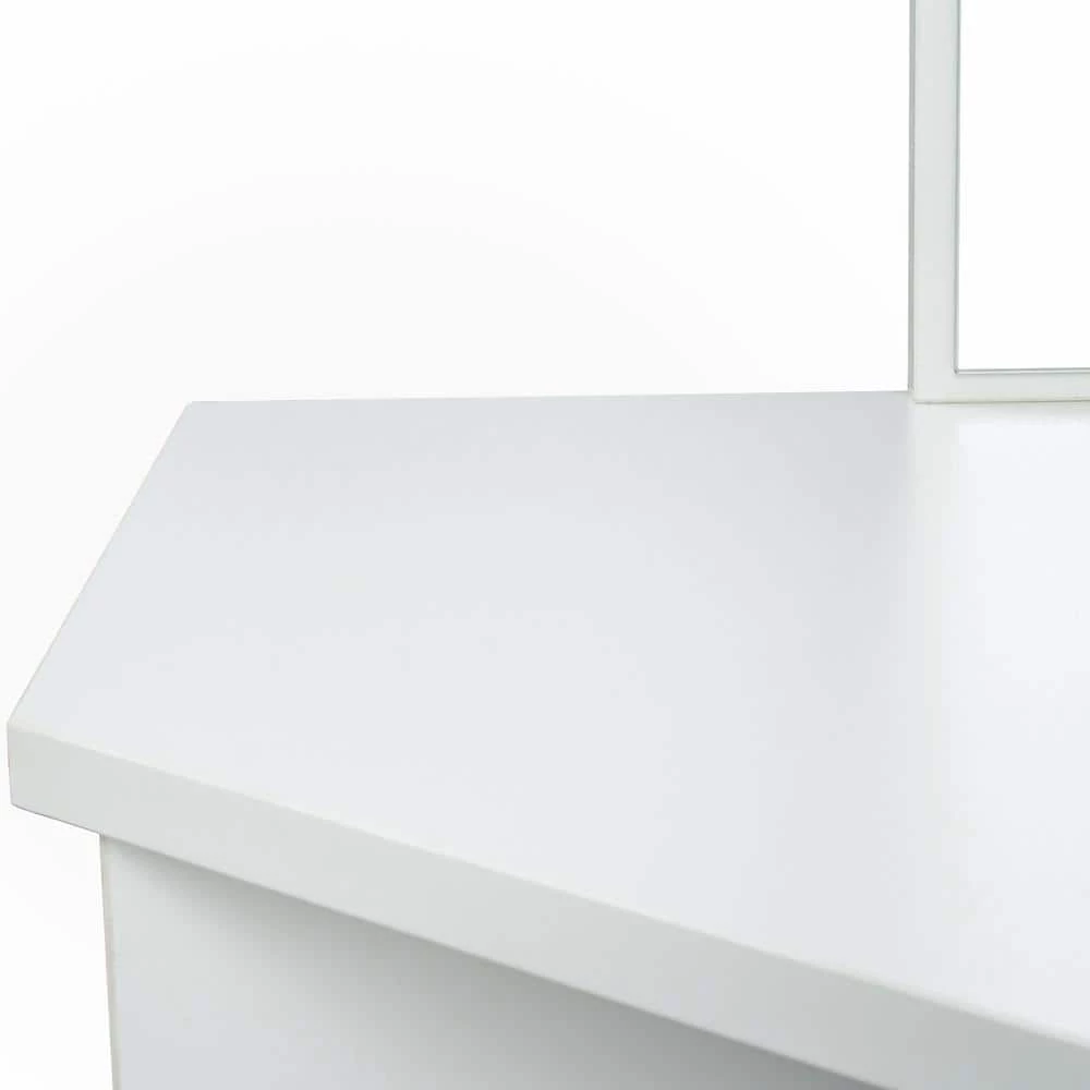 5-Drawer White with 3-Fold Mirror Wooden Bedroom Vanity Table 44.88 in. x 24.02 in. x 55.12 in by GODEER - Image 9