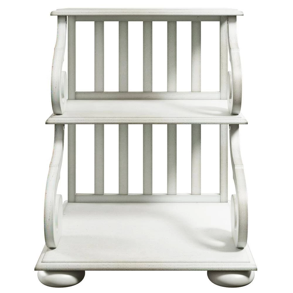 18.00 in. White Rectangle Wood End Table Open Storage Style Side Table with Elegant Legs by GODEER - Image 6