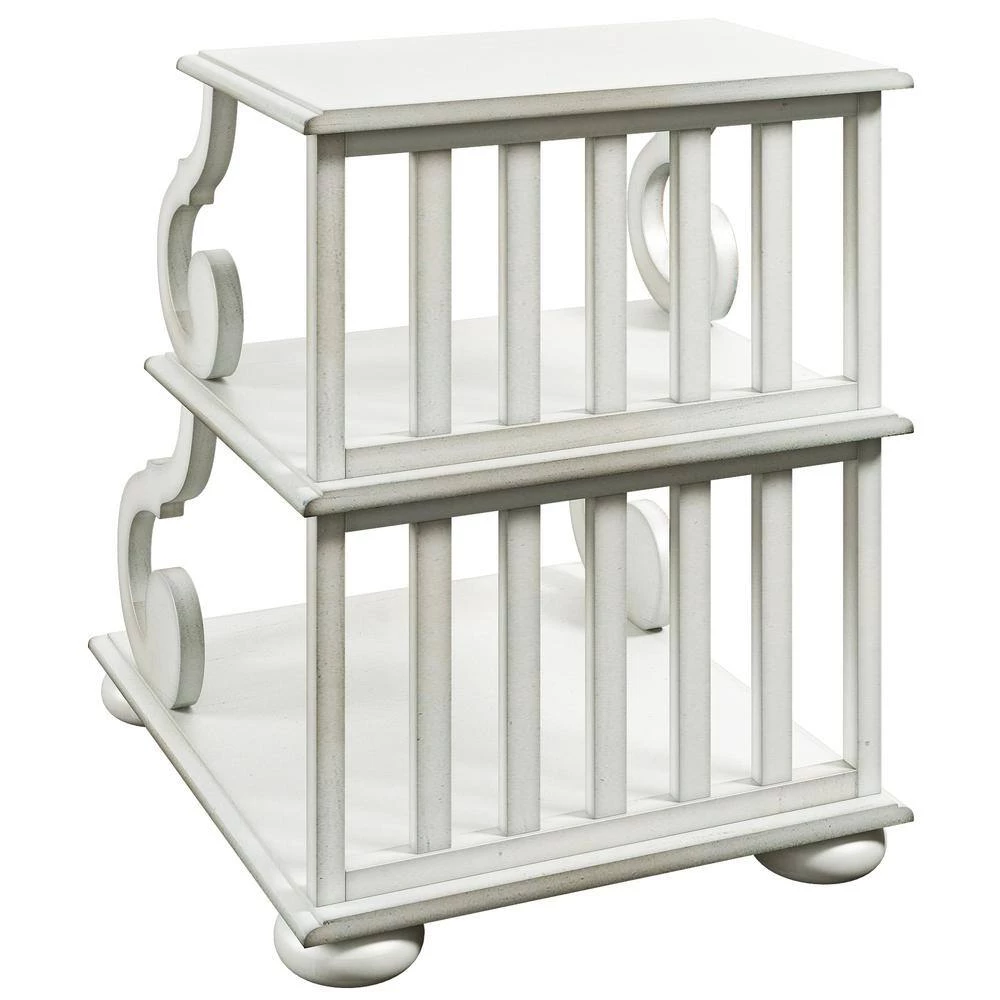 18.00 in. White Rectangle Wood End Table Open Storage Style Side Table with Elegant Legs by GODEER - Image 4