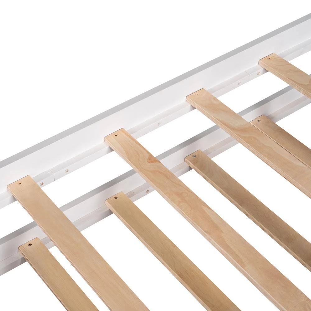 White Twin Size Wooden House Bed with Twin Size Trundle by GODEER - Image 7