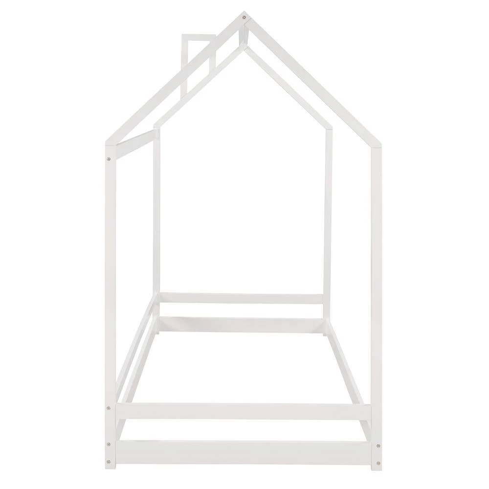 White Twin Size House Bed Wood Bed by GODEER - Image 2