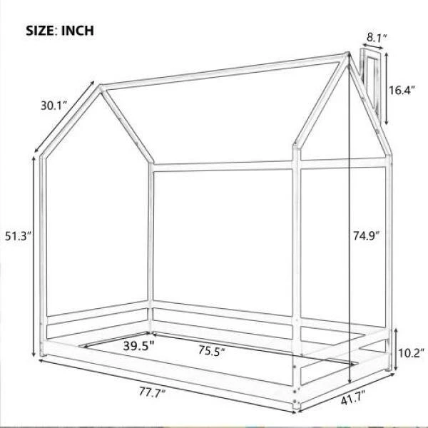 White Twin Size House Bed Wood Bed by GODEER - Image 4