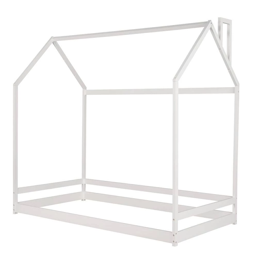 White Twin Size House Bed Wood Bed by GODEER - Image 3