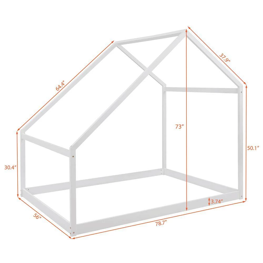 White Full Size Wooden House. Bed by GODEER - Image 5