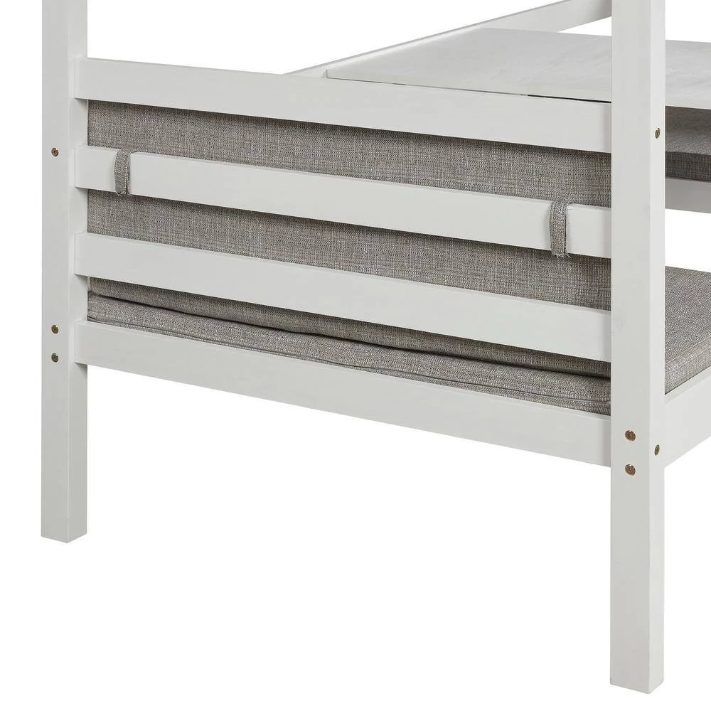 White Twin Size Functional Loft Bed Turn into Upper Bed and Down Desk,Cushion Sets are Free by GODEER - Image 8