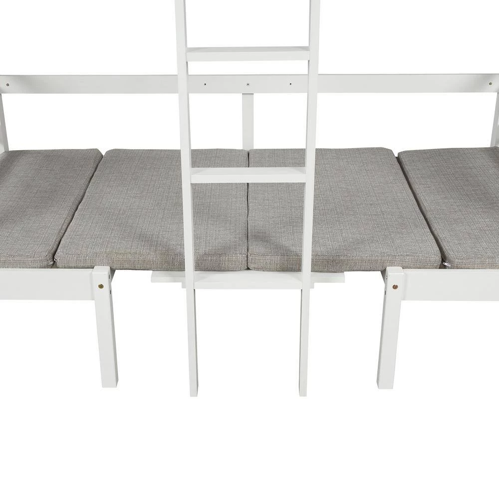 White Twin Size Functional Loft Bed Turn into Upper Bed and Down Desk,Cushion Sets are Free by GODEER - Image 10