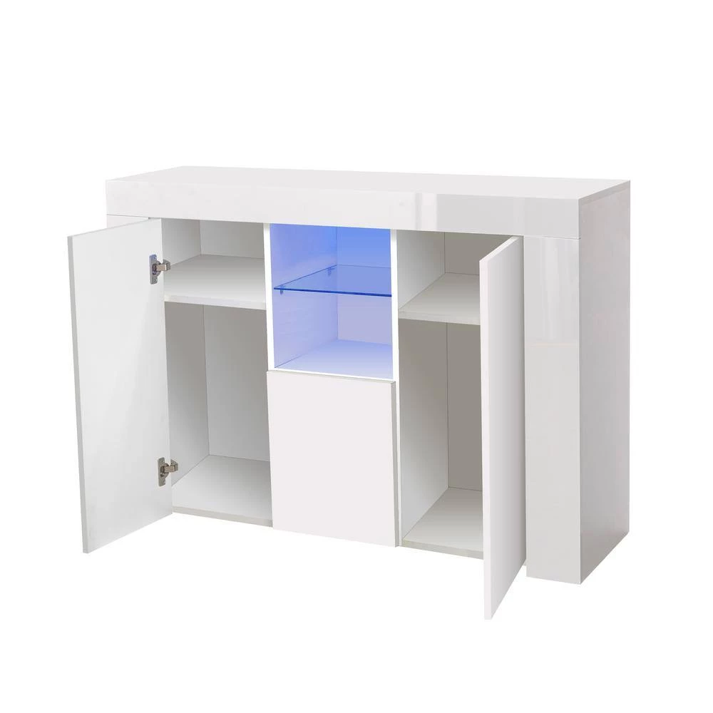White High Gloss Buffet-Storage Cabinet Display Cabinet with Drawer and 2-Doors by GODEER - Image 2