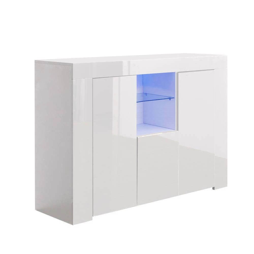 White High Gloss Buffet-Storage Cabinet Display Cabinet with Drawer and 2-Doors by GODEER - Image 5