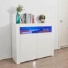 White Sideboard Storage Cabinet with LED Light and 2 Doors for Hallway Dining Room by GODEER